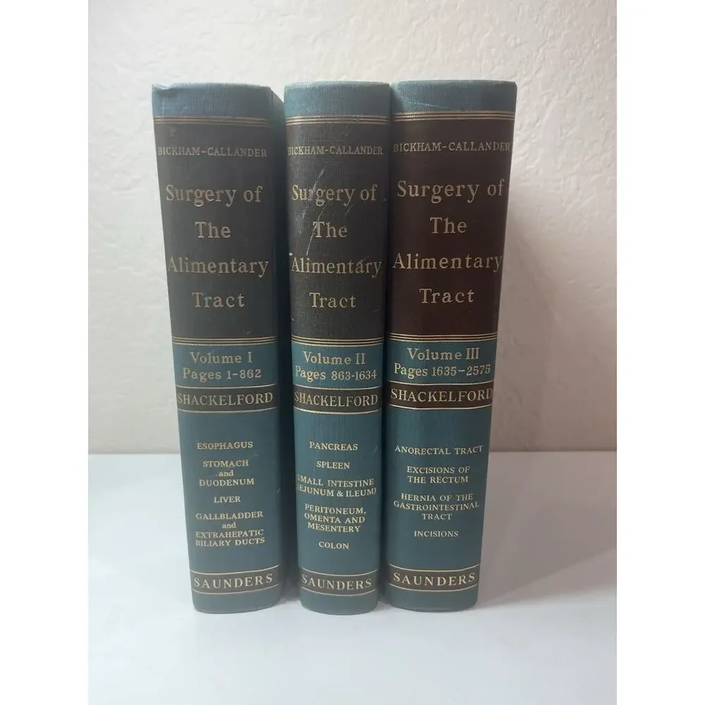Shackelford's Surgery of the Alimentary Tract 3 Vols 1955 Hardcover 1st Edition